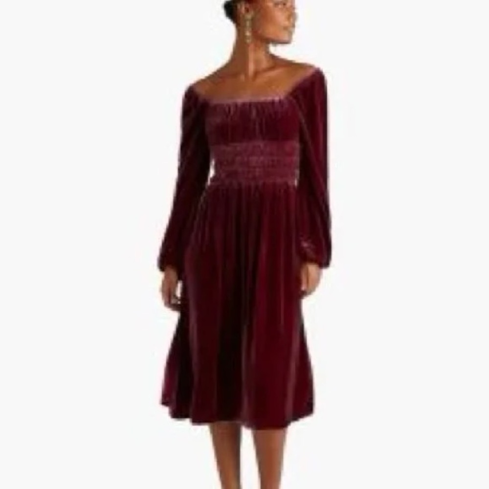 Hill House Home The Jasmine Nap Dress in burgundy velvet - Small - NWT